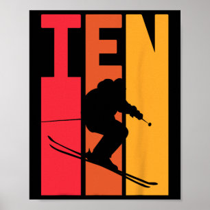 10th Birthday Boy Retro Ski Lover Skier 10 Years O Poster