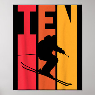 10th Birthday Boy Retro Ski Lover Skier 10 Years O Poster