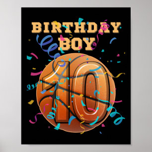10th Birthday Boy Ten 10 Years Old Sketll Players Poster