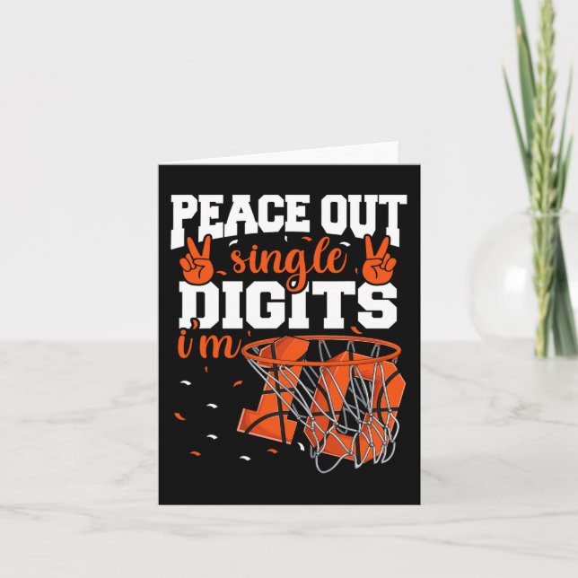 10th Birthday  Boys Basketball Peace Out Single Di Card (Front)