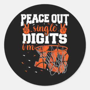 10th Birthday  Boys Basketball Peace Out Single Di Classic Round Sticker