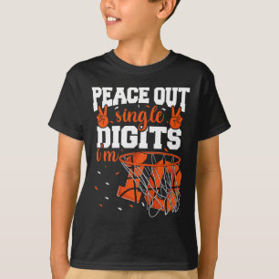 10th Birthday Boys Bysketbyll Peace Out Single Dig T-Shirt