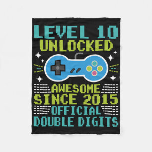 10th Birthday Boys Level 10 Unlocked Awesome Since Fleece Blanket