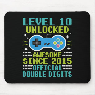 10th Birthday Boys Level 10 Unlocked Awesome Since Mouse Mat