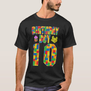 10th Birthday Building Blocks Bricks 10 Year Old B T-Shirt
