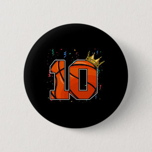 10th Birthday Bysketbyll Big Number 10 Year Old Bo 6 Cm Round Badge