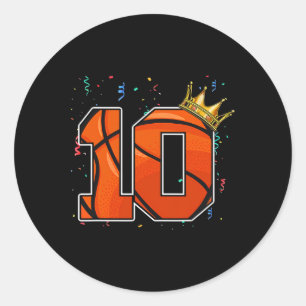 10th Birthday Bysketbyll Big Number 10 Year Old Bo Classic Round Sticker