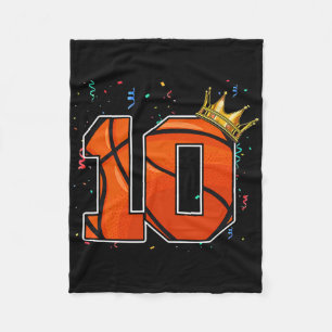 10th Birthday Bysketbyll Big Number 10 Year Old Bo Fleece Blanket