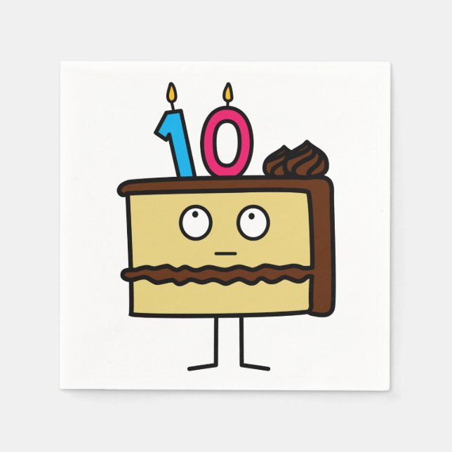 10th Birthday Cake with Candles Napkin (Front)