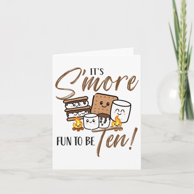 10th Birthday Campfire Marshmallow It's S'more Fun Card (Front)