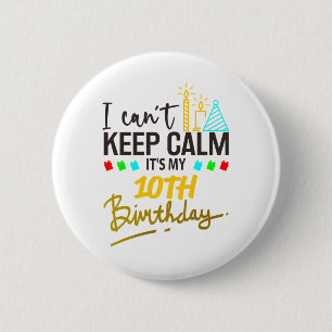 10th birthday child girl and boy 6 cm round badge