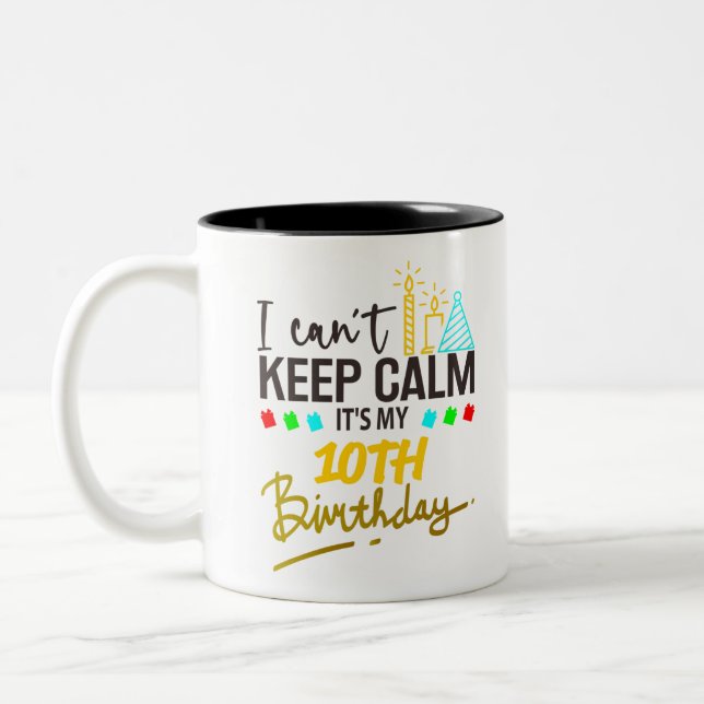 10th birthday child girl and boy Two-Tone coffee mug (Left)