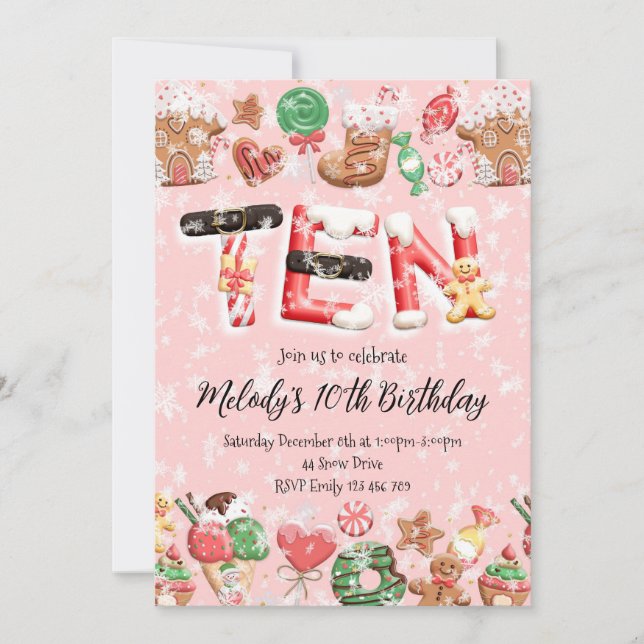 10th Birthday Christmas Party Invitation (Front)