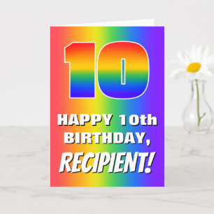 10th Birthday: Colorful, Fun Rainbow Pattern # 10 Card