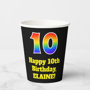 10th Birthday: Colourful, Fun, Exciting, Rainbow 1 Paper Cups