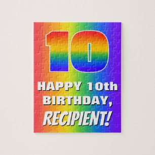 10th Birthday: Colourful, Fun Rainbow Pattern # 10 Jigsaw Puzzle