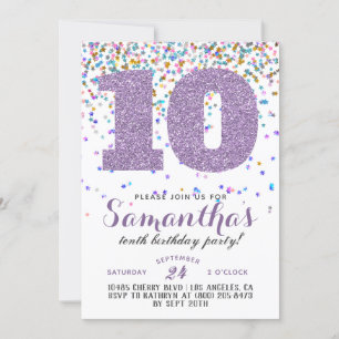 10th Birthday Confetti Invitation