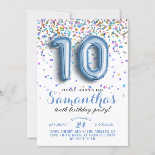 10th Birthday Confetti Invitation