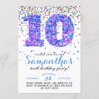 10th Birthday Confetti Invitation