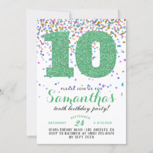 10th Birthday Confetti Invitation