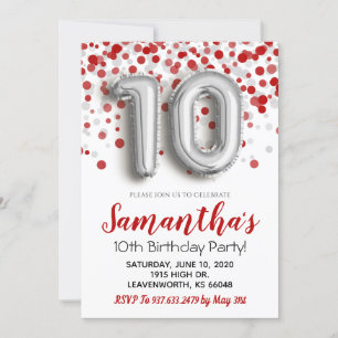 10th Birthday Confetti Invitation