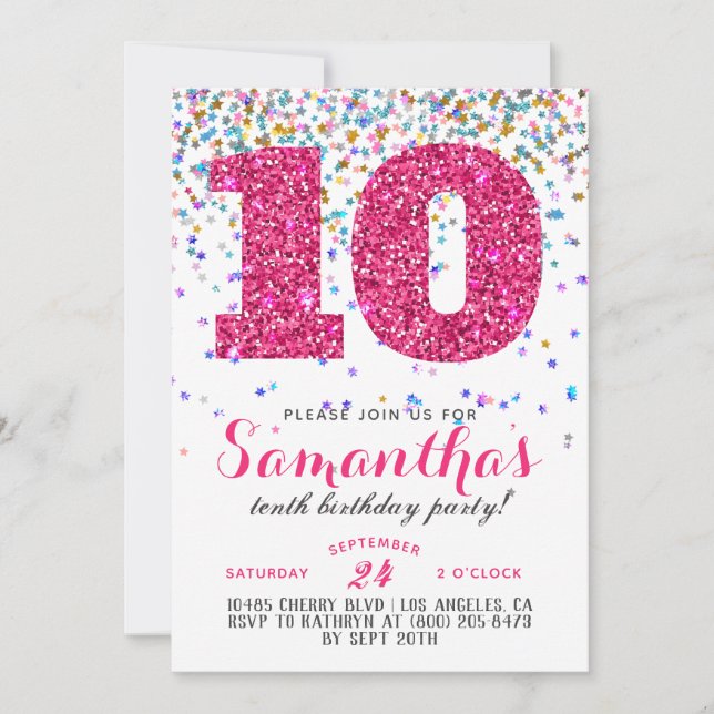 10th Birthday Confetti Invitation (Front)