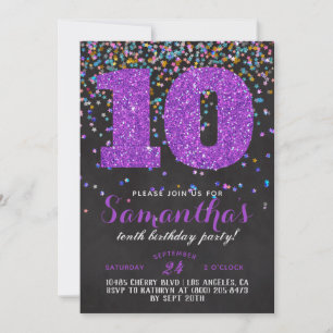 10th Birthday Confetti Invitation