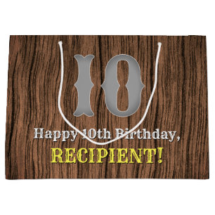 10th Birthday: Country Western Inspired Look, Name Large Gift Bag