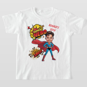 10th Birthday Custom Superhero caricature T-Shirt