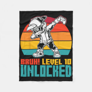 10th Birthday Dabbing Boy Bruh Level 10 Year Old G Fleece Blanket
