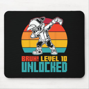 10th Birthday Dabbing Boy Bruh Level 10 Year Old G Mouse Mat
