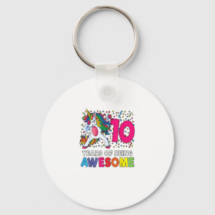 10th Birthday Dabbing Unicorn Party Gift 10 Years Key Ring