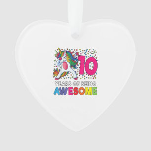 10th Birthday Dabbing Unicorn Party Gift 10 Years Ornament