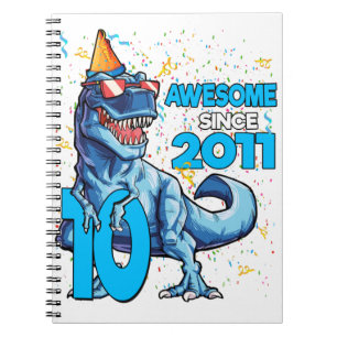 10th Birthday Dinosaur 10 Year Old Boy Kids Notebook