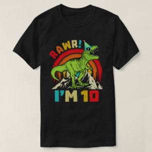 10th Birthday Dinosaur T Rex Rawr I'm 10 For Boys  T-Shirt