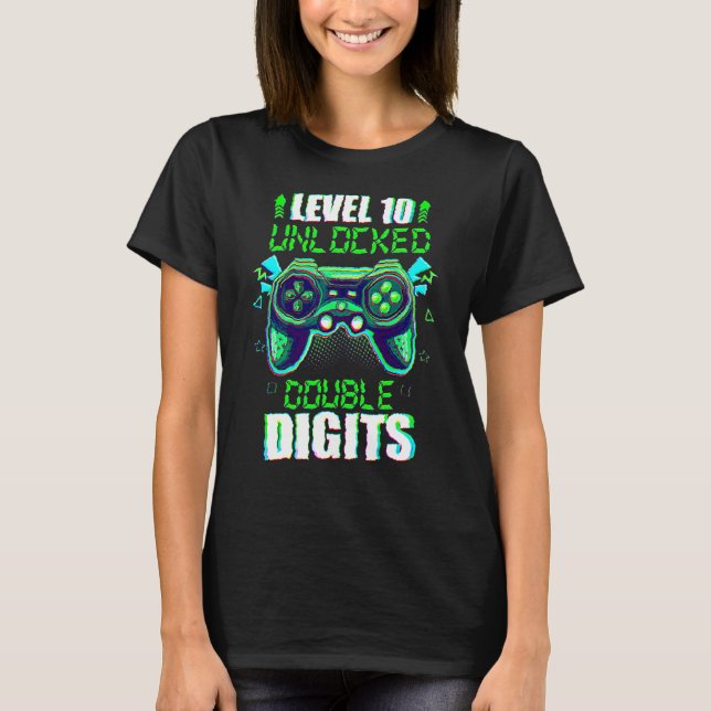 10th Birthday Double Digits 10 Year Old Video Game T-Shirt (Front)