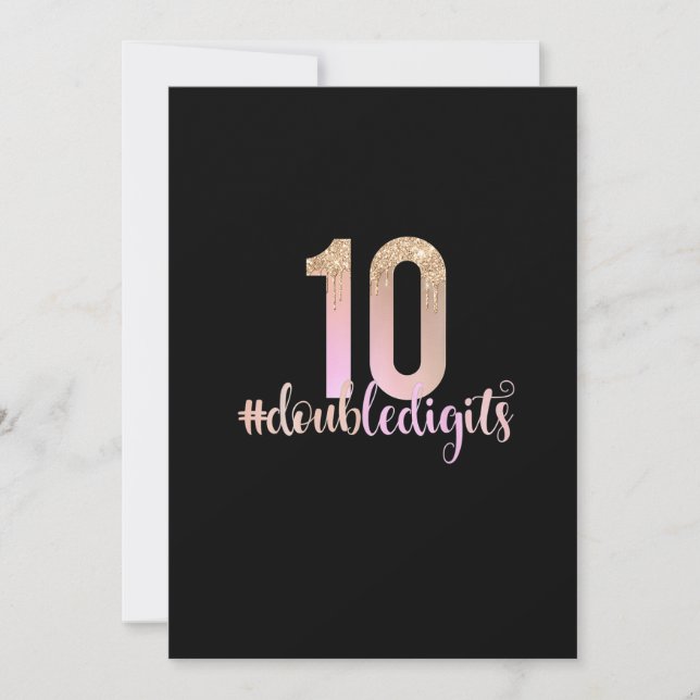 10th Birthday Double Digits Girls Peach Ombre  Invitation (Front)