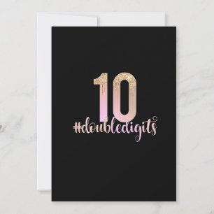 10th Birthday Double Digits Girls Peach Ombre Invitation