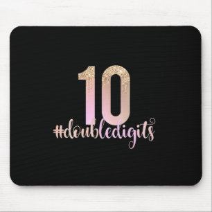 10th Birthday Double Digits Girls Peach Ombre Mouse Mat