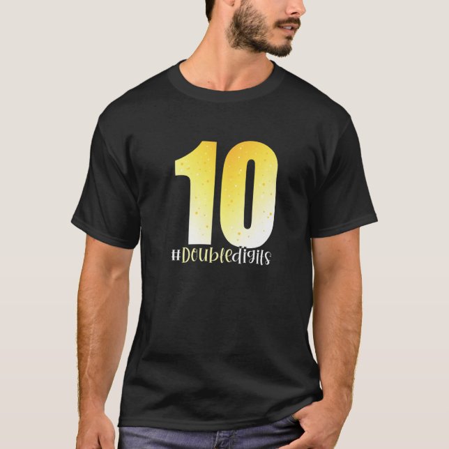 10th Birthday Double Digits Girls Ten 10 Yellow Om T-Shirt (Front)