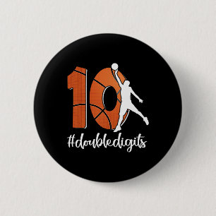 10th Birthday Double Digits Ten Basketball For Boy 6 Cm Round Badge