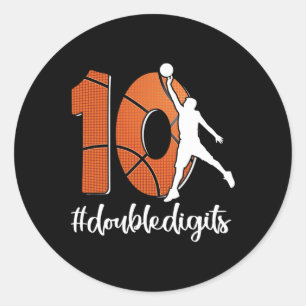 10th Birthday Double Digits Ten Basketball For Boy Classic Round Sticker