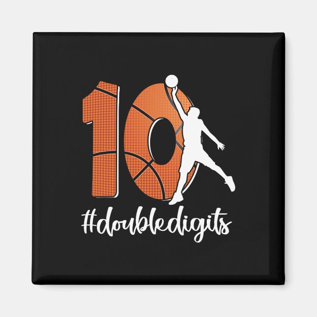 10th Birthday Double Digits Ten Basketball For Boy Magnet (Front)