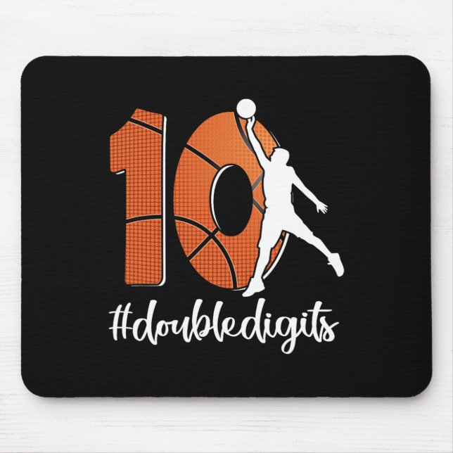 10th Birthday Double Digits Ten Basketball For Boy Mouse Mat (Front)