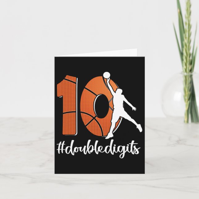 10th Birthday Double Digits Ten Bysketbyll For Boy Card (Front)