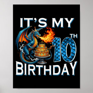 10th Birthday Dragon Party Dragon Lover 10 Years Poster