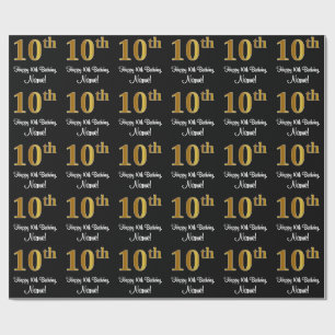 10th Birthday: Elegant Luxurious Faux Gold Look # Wrapping Paper
