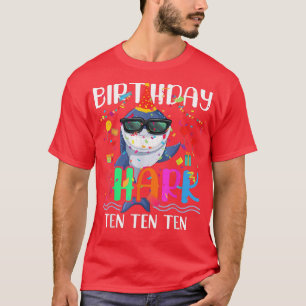 10th Birthday Family Shark Kids Ten Ten Ten T-Shirt