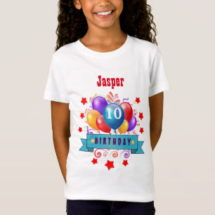 10th Birthday Festive Colourful Balloons V10FZ T-Shirt