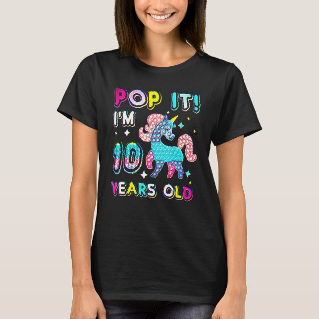 10th Birthday Fidget Toy Pop Birthday Girl 10 Year T-Shirt (Front)